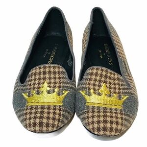 Deesigns‎ Plaid Gold Crown Embroidered Loafers 7M